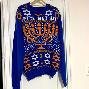Very Rare Knit Hanukkah Sweater “ Let’s Get Lit “
